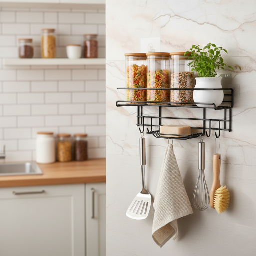 kitchen wall rack with soap holder