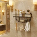 3in1 (15) bathroom organizer rack with hooks and soap holder