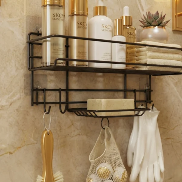 wall mounted storage rack with soap holder