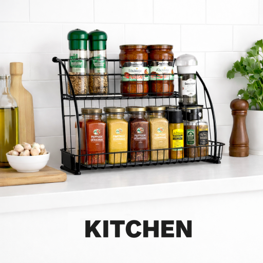 Modern kitchen storage solutions with racks and organizers
