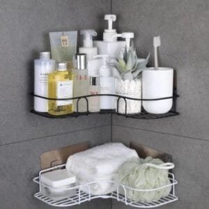 self adhesive bathroom organizer shelf