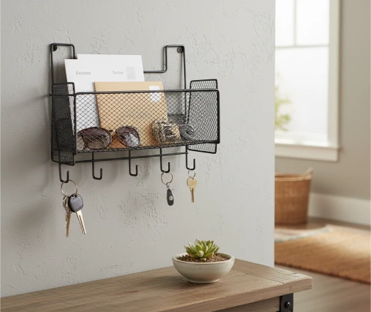 NEW MESH RACK (2) adhesive hanging basket organizer