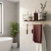 wall mounted rack with hooks and towel hanger