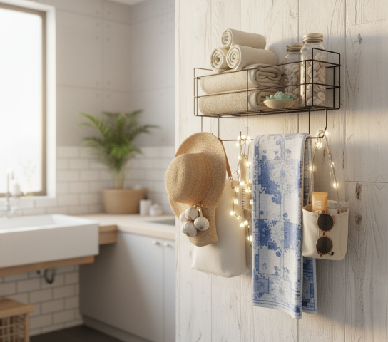 wall mounted organizer rack with hanging hooks