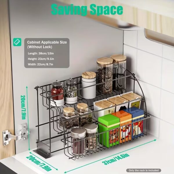 expandable 2 tier iron spice rack kitchen organizer adjustable metal shelf