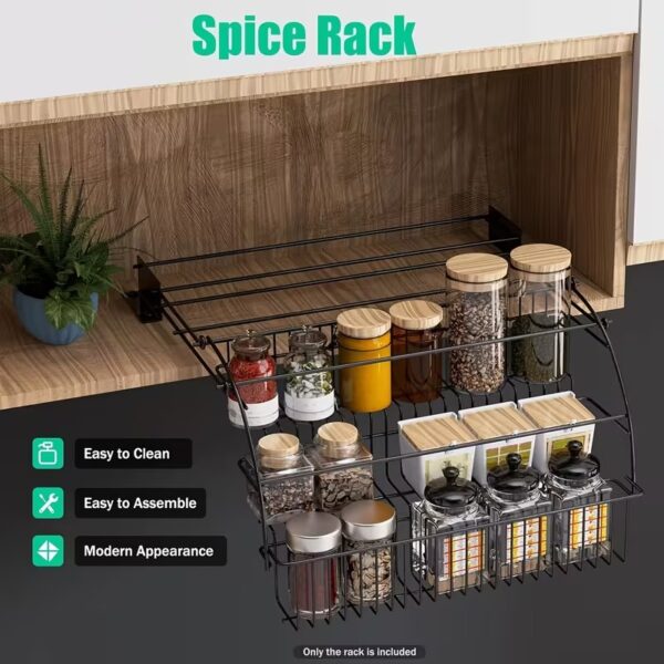 expandable 2 tier iron spice rack kitchen organizer adjustable metal shelf