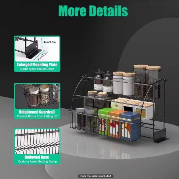 expandable 2 tier iron spice rack kitchen organizer adjustable metal shelf