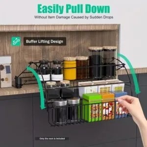 3-Tier Pull Down Metal Spice Organizer expandable 2 tier iron spice rack kitchen organizer adjustable metal shelf