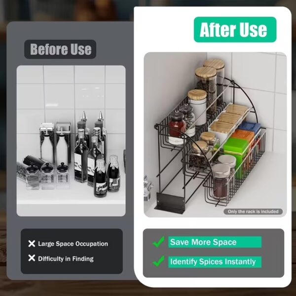 expandable 2 tier iron spice rack kitchen organizer adjustable metal shelf