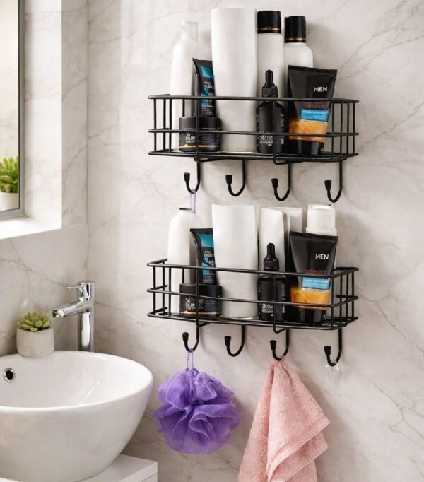 Multipurpose Bathroom Shelf | Wall Mounted Storage Rack for Kitchen & Bathroom